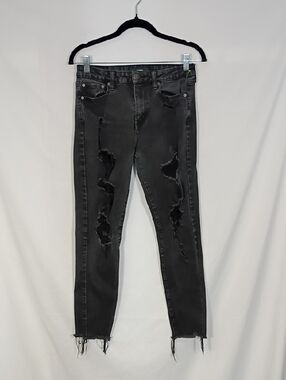 EUC Aeropostale Aero High Rise Jegging Jeans Women's Sz  8 Short Gray Distressed